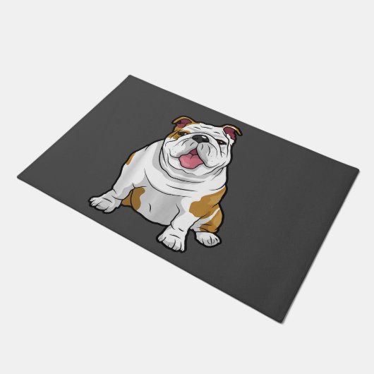 犬好き |英国おもしろいのブルドッグ犬の子犬の贈り物 ドアマット (アングル)
