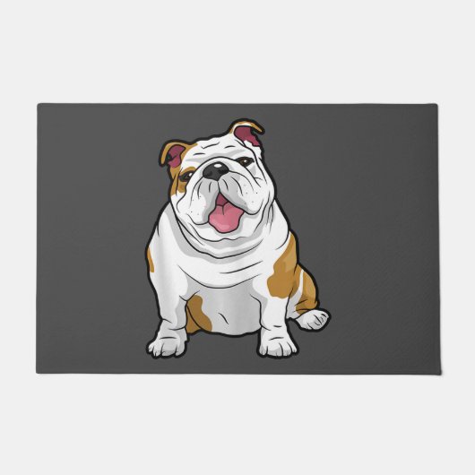 犬好き |英国おもしろいのブルドッグ犬の子犬の贈り物 ドアマット (正面)