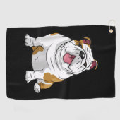 犬好き |英語おもしろいのブルドッグの子犬ギフト ゴルフタオル (横)