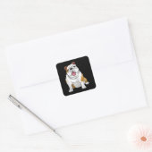 犬好き |英語おもしろいのブルドッグの子犬ギフト スクエアシール (封筒)