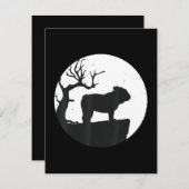 犬好き |英語ブルドッグシルエットハロウィーン サンキューカード (正面/裏面)