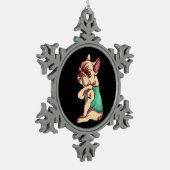 犬好き | Bulldog カッコいい I Love Mom Tattoo スノーフレークピューターオーナメント (左)