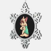 犬好き | Bulldog カッコいい I Love Mom Tattoo スノーフレークピューターオーナメント (右)