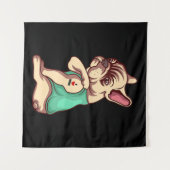 犬好き | Bulldog カッコいい I Love Mom Tattoo タペストリー (正面(横))