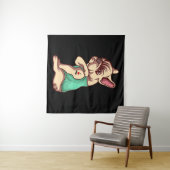 犬好き | Bulldog カッコいい I Love Mom Tattoo タペストリー (インサイチュ(横))