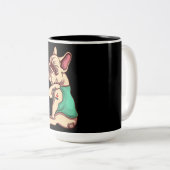 犬好き | Bulldog カッコいい I Love Mom Tattoo ツートーンマグカップ (正面右)