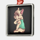 犬好き | Bulldog カッコいい I Love Mom Tattoo メタルオーナメント (左)