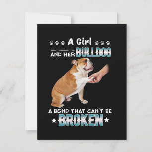 犬好き Girl彼女のブルドッグはボンドを壊すことができない サンキューカード