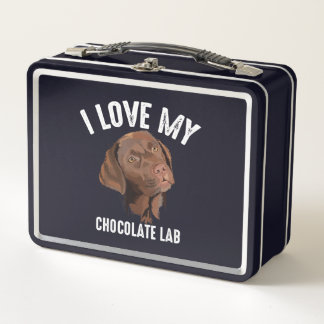 犬好き | I Love My Chocolate Lab メタルランチボックス