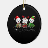 犬好き | Merry Christmasマルチーズ セラミックオーナメント (左)