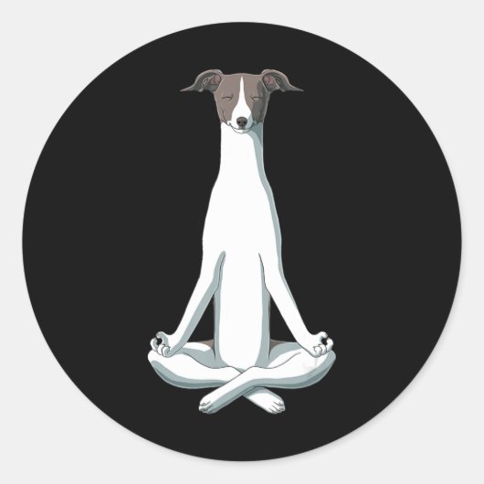 犬好き | Yoga イタリアン Greyhound ラウンドシール (正面)