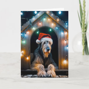 犬小屋に住むクリスマス・アイリッシュ・ウルフハウンド カード