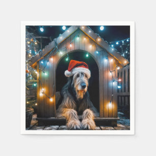 犬小屋に住むクリスマス・アイリッシュ・ウルフハウンド スタンダードカクテルナプキン