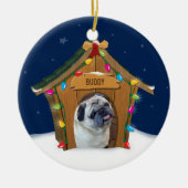 犬小屋のクリスマス セラミックオーナメント (正面)