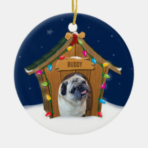 犬小屋のクリスマス セラミックオーナメント