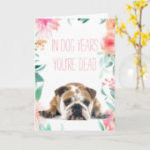 「犬年のであなたは完全に」おもしろいなバースデー・カード カード (黄色い花)