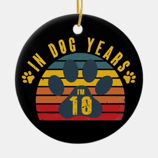 犬年齢で10歳 セラミックオーナメント (正面)