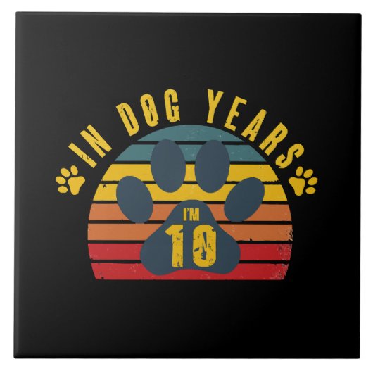 犬年齢で10歳 タイル (正面)