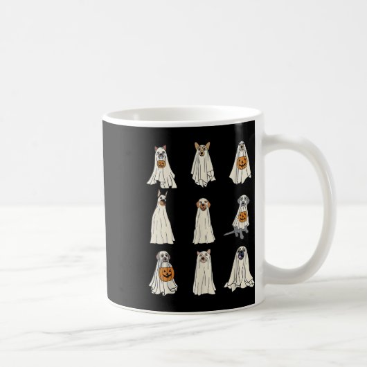 犬幽霊かわいい犬たち幽霊ハロウおもしろいズ コーヒーマグカップ (右)