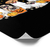 犬幽霊たちかわいい犬幽霊ハロの服を着おもしろいた ポスター (角)