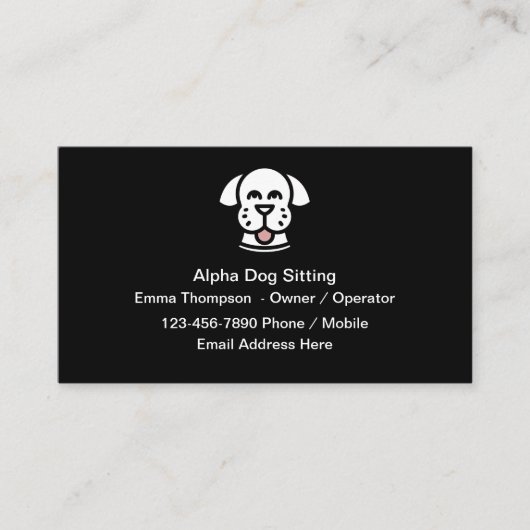 犬座りかわいいシンプルビジネスカード 名刺 (正面)