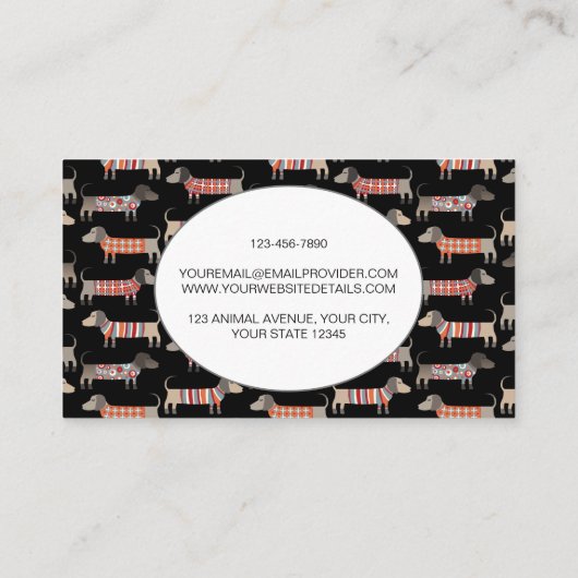 犬座りダックスシャンドソーセージ犬の名刺 名刺 (裏面)