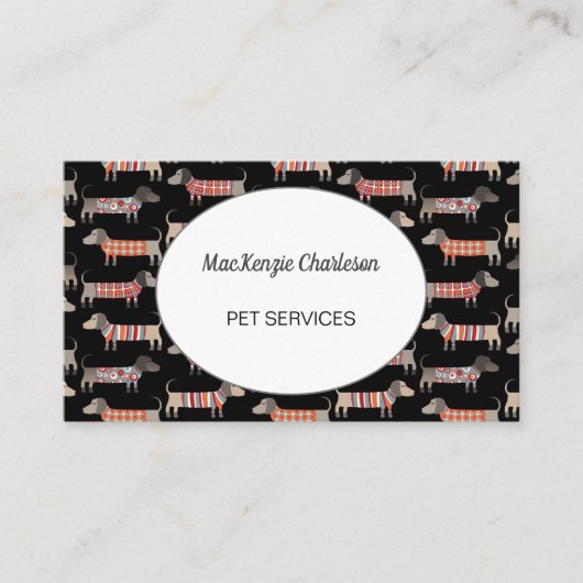 犬座りダックスシャンドソーセージ犬の名刺 名刺 (正面)