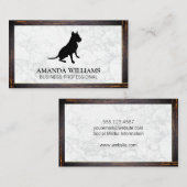 犬座り |大理石 |ウッド縁ど名刺 名刺 (正面/裏面)