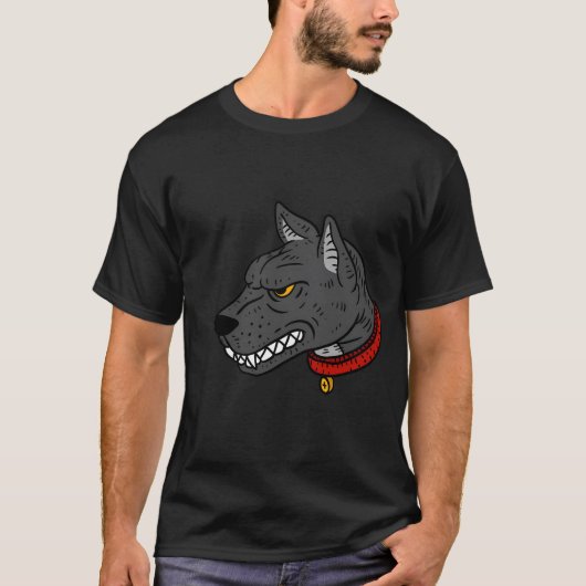 犬怒。ピットブルイラストレーション。 Tシャツ (正面)