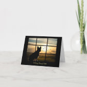 犬悔やみや弔慰記念日没と鳥の追悼 カード (正面)