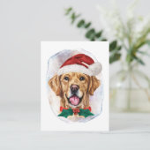 犬愛好家のためのゴールデンレトリバーのクリスマスプレゼント シーズンポストカード (スタンド正面)
