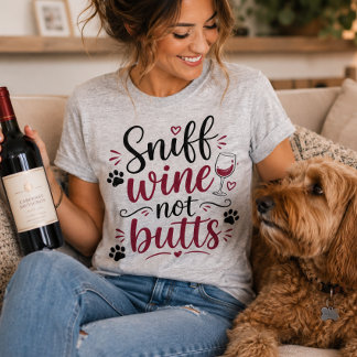 犬愛好家のための面白い「ワインを嗅げ、吸い殻はダメ」デザイン Tシャツ