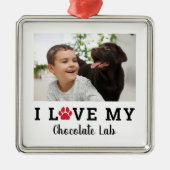 犬愛赤ペットポープリントフォパーソナライズされたト メタルオーナメント (正面)