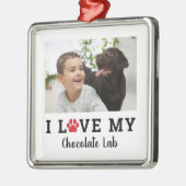 犬愛赤ペットポープリントフォパーソナライズされたト メタルオーナメント (左)