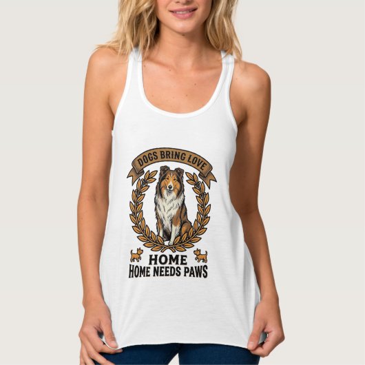 犬愛Tシャツビンテージ彫刻ローレルデザイン_1 タンクトップ (正面)