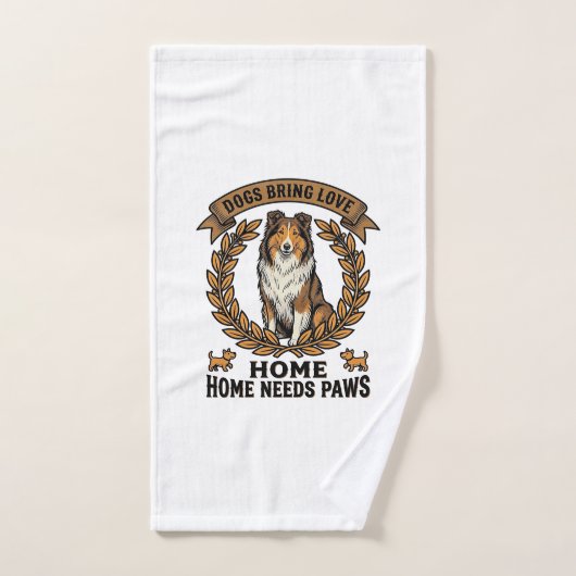 犬愛Tシャツビンテージ彫刻ローレルデザイン_1 ハンドタオル (ハンドタオル)