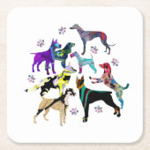 犬手 スクエアペーパーコースター (正面)