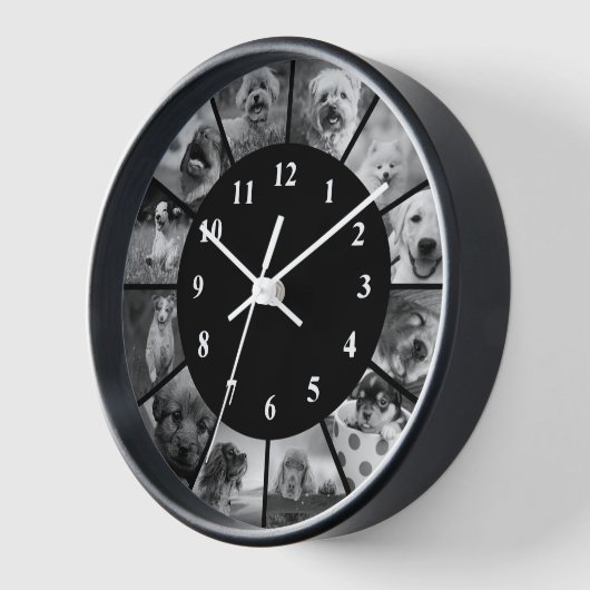 犬時計白黒かわいい動物の写真|過去記事 壁時計 (傾斜)