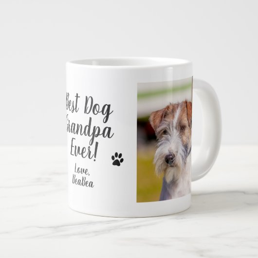 犬最高のおじいちゃん写真犬 ジャンボコーヒーマグカップ (正面右)