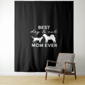 犬最高のと猫の母ギフト可愛い猫の女熱狂する性犬 タペストリー (インサイチュ)