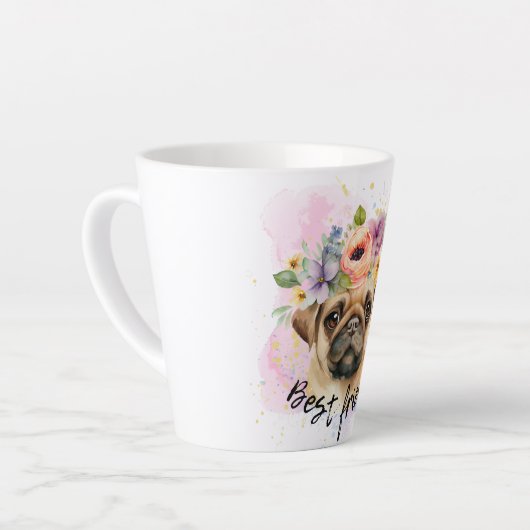 犬最高のと豚の恋人のための友人のパグ カフェラテマグ (左アングル)