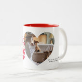 犬最高ののお母さんがペットの写真を赤に ツートーンマグカップ (正面右)