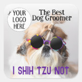 犬最高ののトリマーシーズー(犬)Tzu Notカスタム Logo スクエアシール (正面)