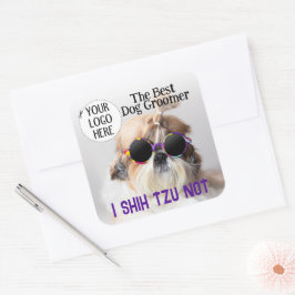 犬最高ののトリマーシーズー（犬）Tzu Notカスタム Logo スクエアシール