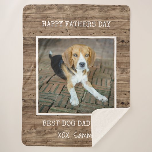 犬最高ののパパがフォトハッピー父の日 シェルパブランケット (正面)