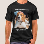 犬最高ののパパが可愛いパーソナライズされたペット Tシャツ<br><div class="desc">犬最高ののパパ... この可愛お気に入りのいペットフォトシャツで犬のパパこすごいの父親の日を驚かせカスタムなさい。犬カスタマイズの写真と名前を付けお気に入りのた犬パパシャツ。犬最高ののパパ... Says,  Your Dog's nameこの犬のパパTシャツは愛犬家や犬のパパにとって必須だ。犬素晴らしからの贈り物。COPYRIGHT © 2020 Judy Burrows,  Black Dog Art - All Rights Reserved.犬最高のパパ可愛パーソナライズされたいペット写真Tシャツ</div>