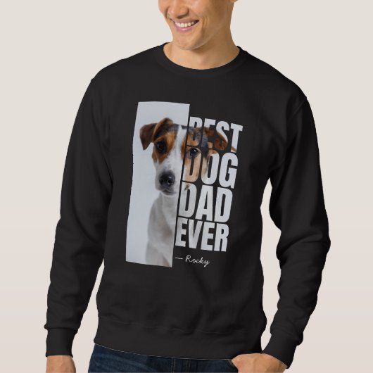 犬最高ののパパはパーソナライズされたペット写真と名前 スウェットシャツ (正面)