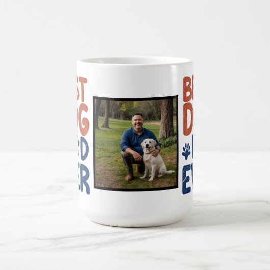 犬最高ののパパはレトロパーソナライズされた写真 コーヒーマグカップ (中央)