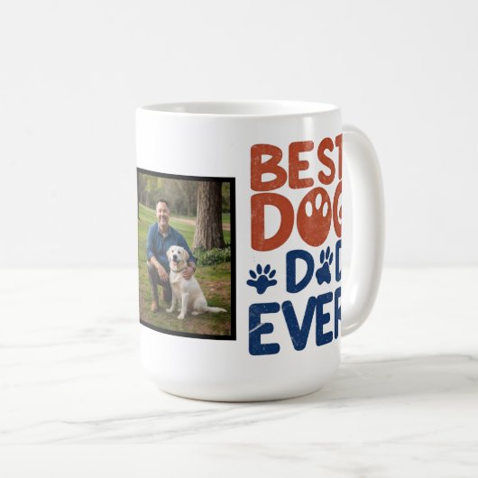 犬最高ののパパはレトロパーソナライズされた写真 コーヒーマグカップ (正面右)