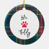 犬最高ののパパラヴ、ペット名ポーホリデイプレイド セラミックオーナメント (裏面)